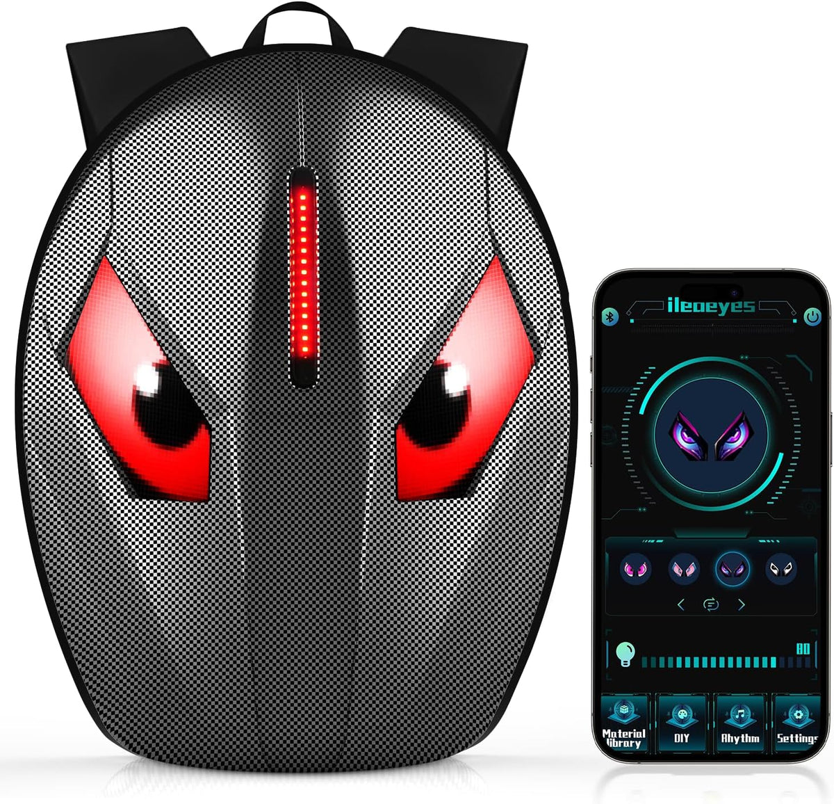 Motorcycle Backpack for Men, LED Backpack with DIY Programmable Full Color Screen, Hard Shell Large Capacity Waterproof Helmet Bag Laptop Backpack