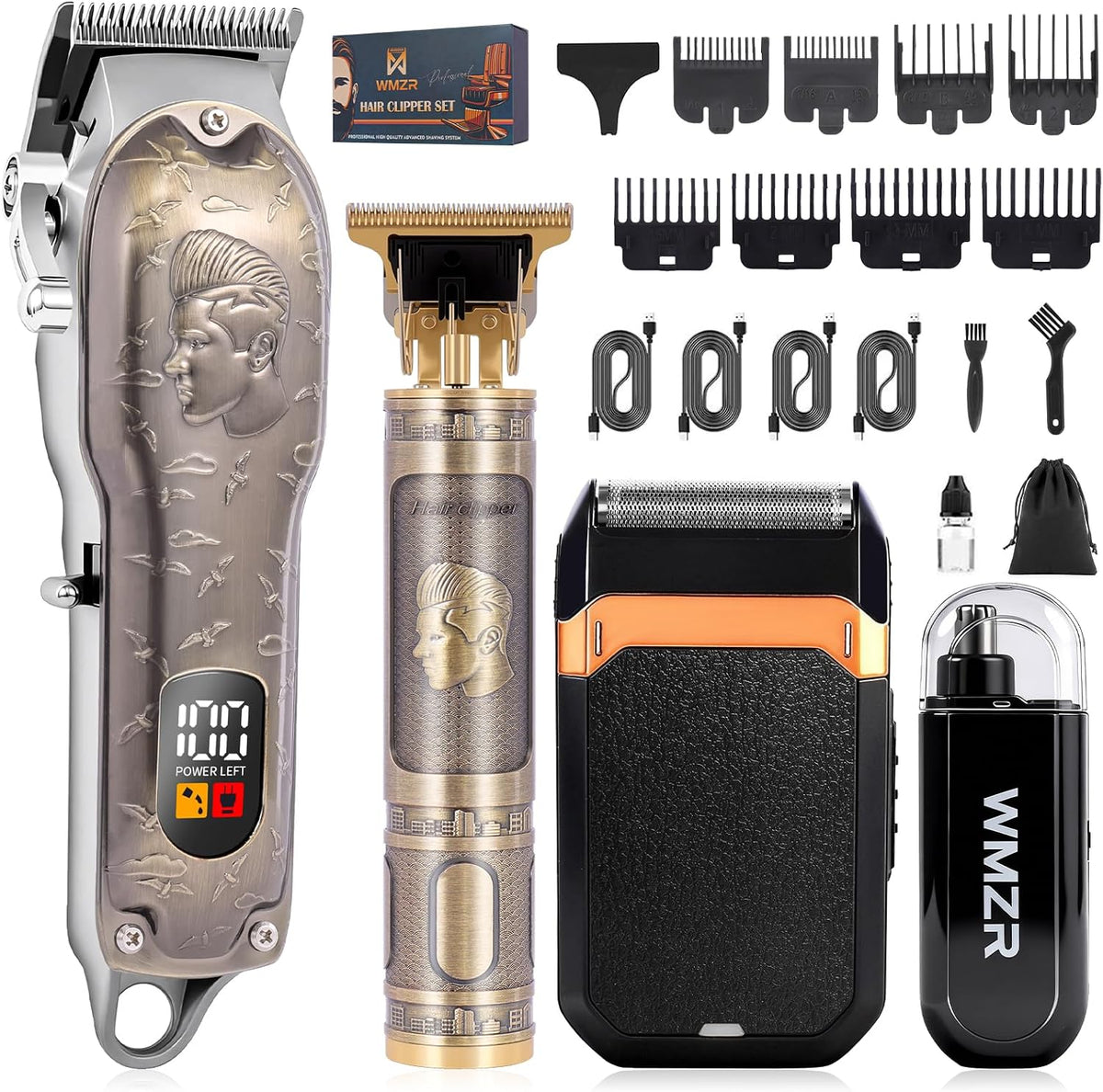 Set profesional de cortapelos dorado 4 en 1