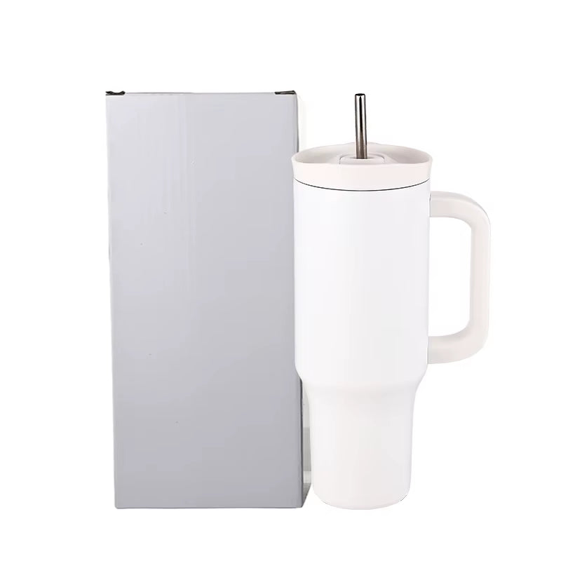 Everich 40Oz Insulated Travel Mug Tumblers with Handle and Straw, Double Wall Vacuum Sealed Stainless Steel Cup for Office
