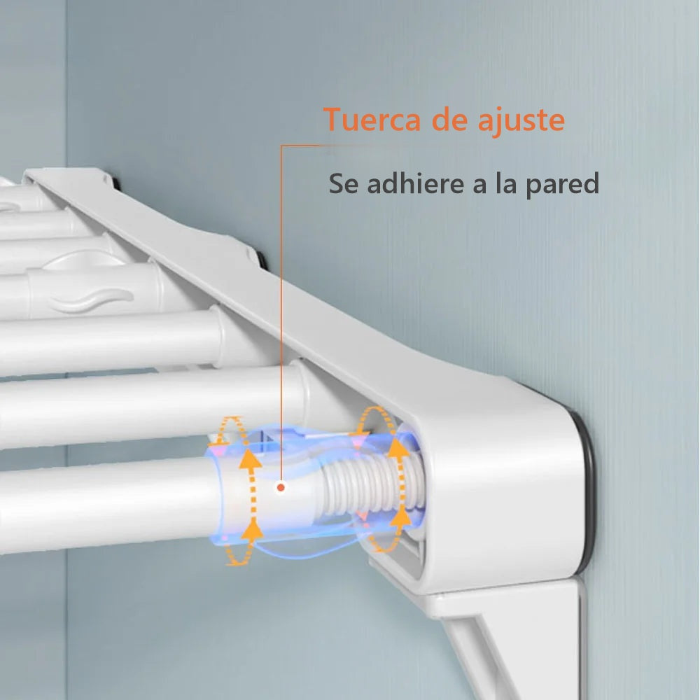 Detalle de la tuerca de ajuste que se adhiere a la pared