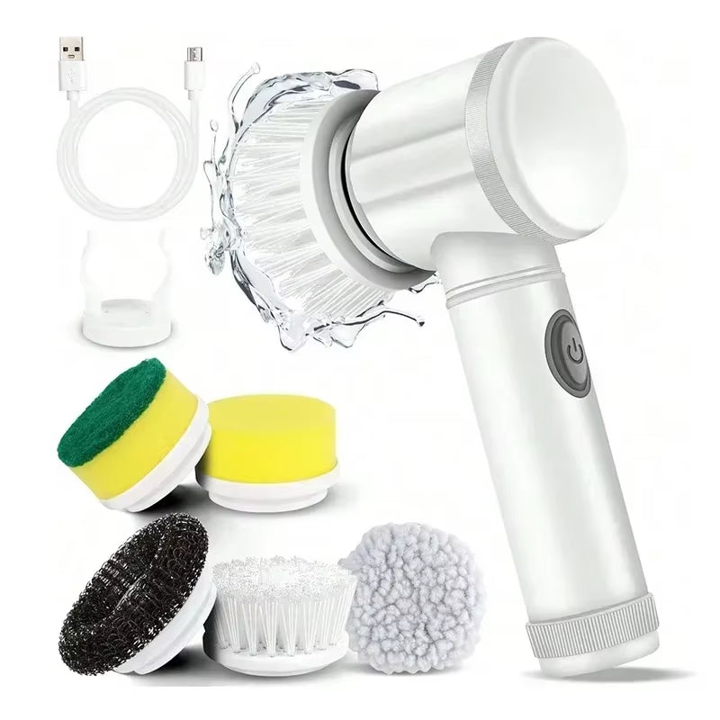 2025 Cordless Electric Spin Scrubber with 5 Brushes,Ipx7 Waterproof Rechargeable Bathroom Cleaner for Tile/Shower/Grout Cleaning