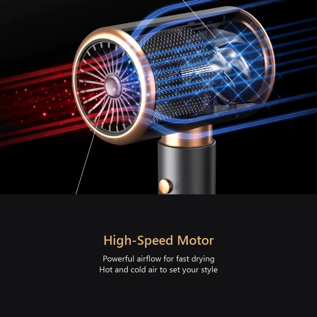 High-speed motor and airflow of the hair dryer