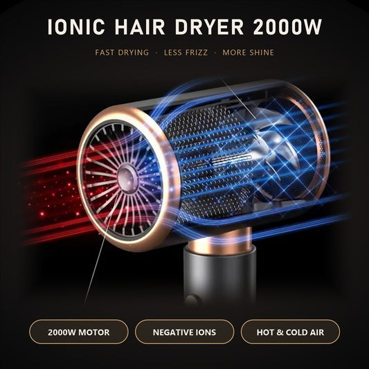 Ionic hair dryer 2000W: fast drying, less frizz, more shine