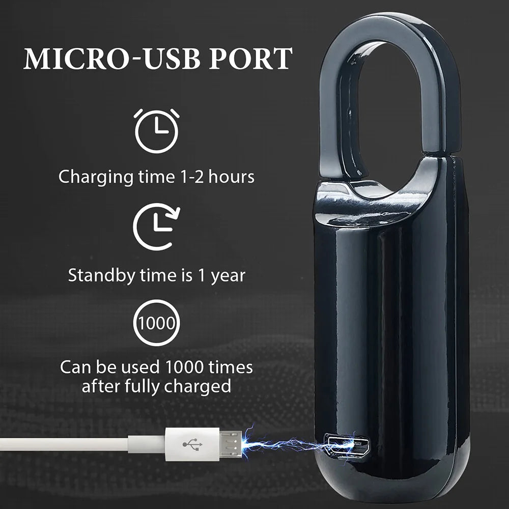 Smart Fingerprint Padlock – Keyless, Rechargeable, for Gym Locker, Backpack & Suitcase
