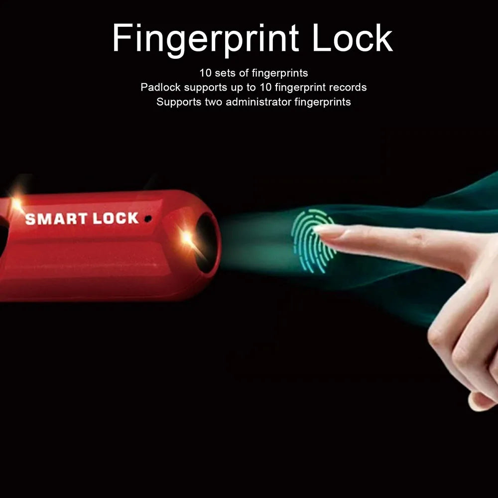 Smart Fingerprint Padlock – Keyless, Rechargeable, for Gym Locker, Backpack & Suitcase