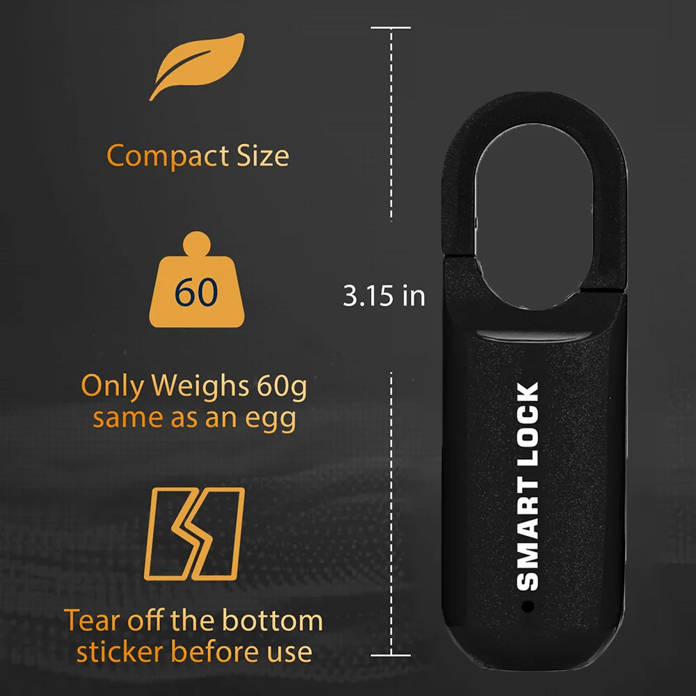 Smart Fingerprint Padlock – Keyless, Rechargeable, for Gym Locker, Backpack & Suitcase
