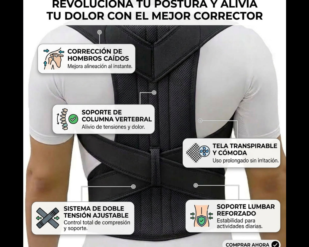 Corrector de Postura Ajustable – Soporte Lumbar y Corrección de Escoliosis